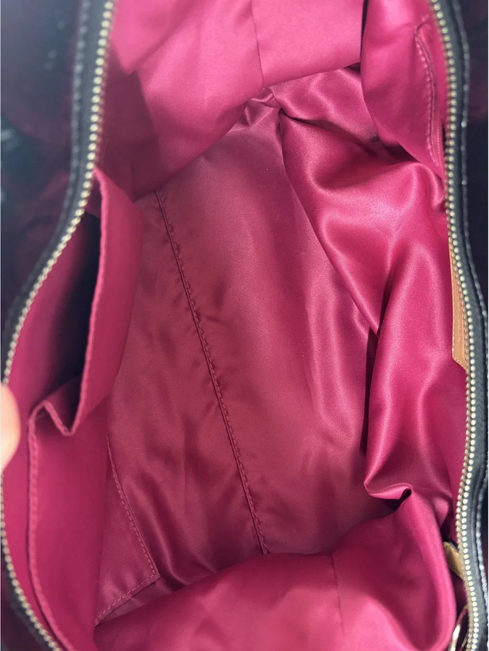 Coach Black Poppy Daisy Liquid Gloss Bag with Pink Lining. Dust Bag And Tags